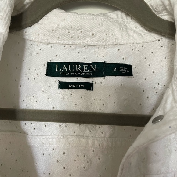 Lauren Ralph Lauren NWT white denim cropped jacket women’s size M - Picture 2 of 5